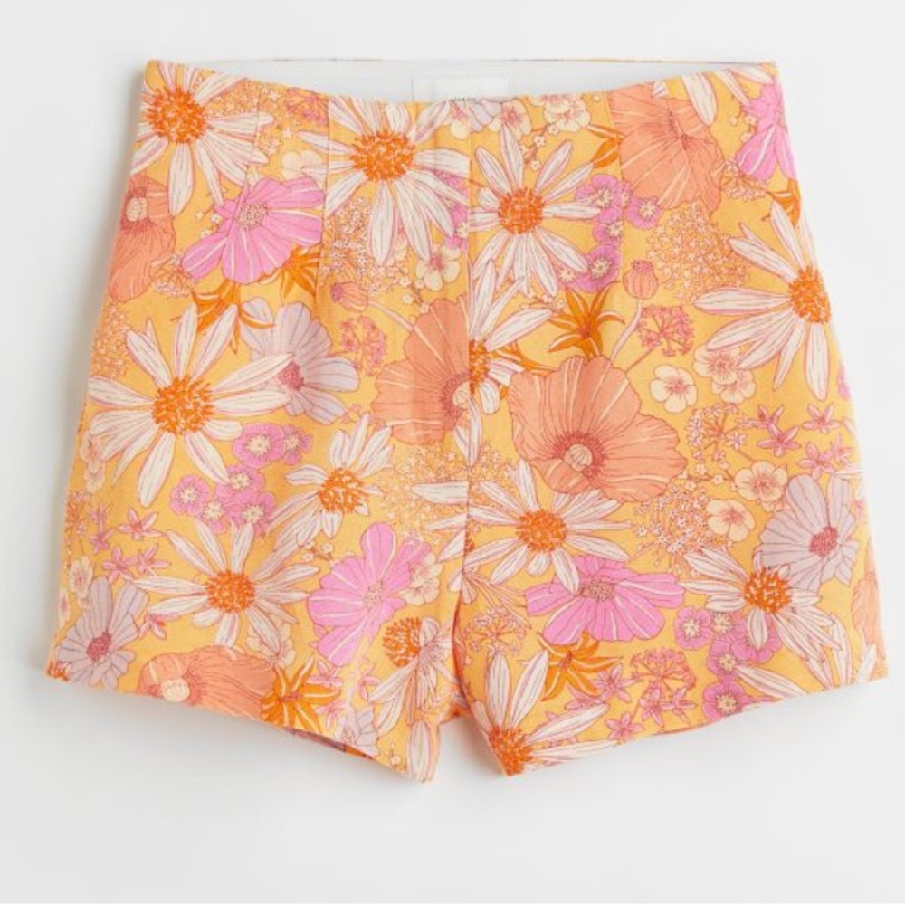 H&M Linen Blend Floral Shorts 6